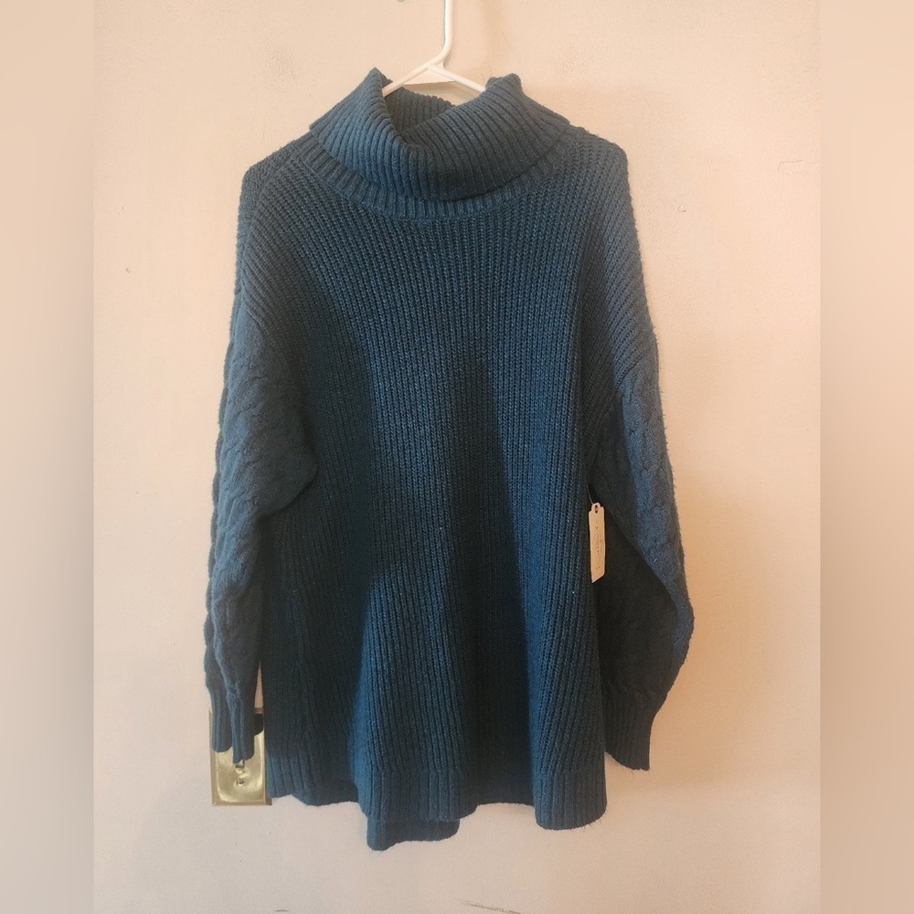 St Johns Bay Active Womens Tunic Sweater Cowl Neck size pxl Texas teal